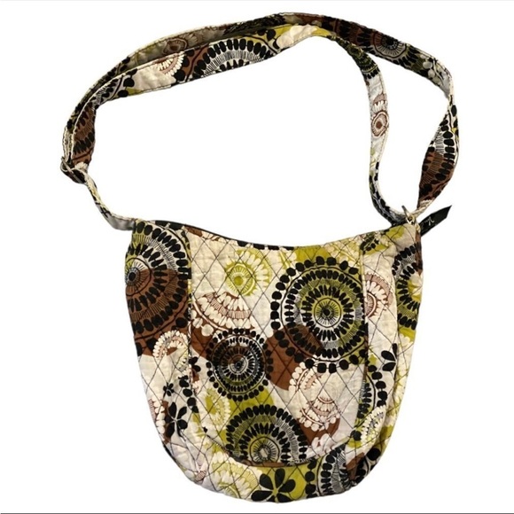 Vera Bradley Cocoa Moss Saddle Crossbody Bag Boho Quilted Adjustable Strap - Picture 2 of 11